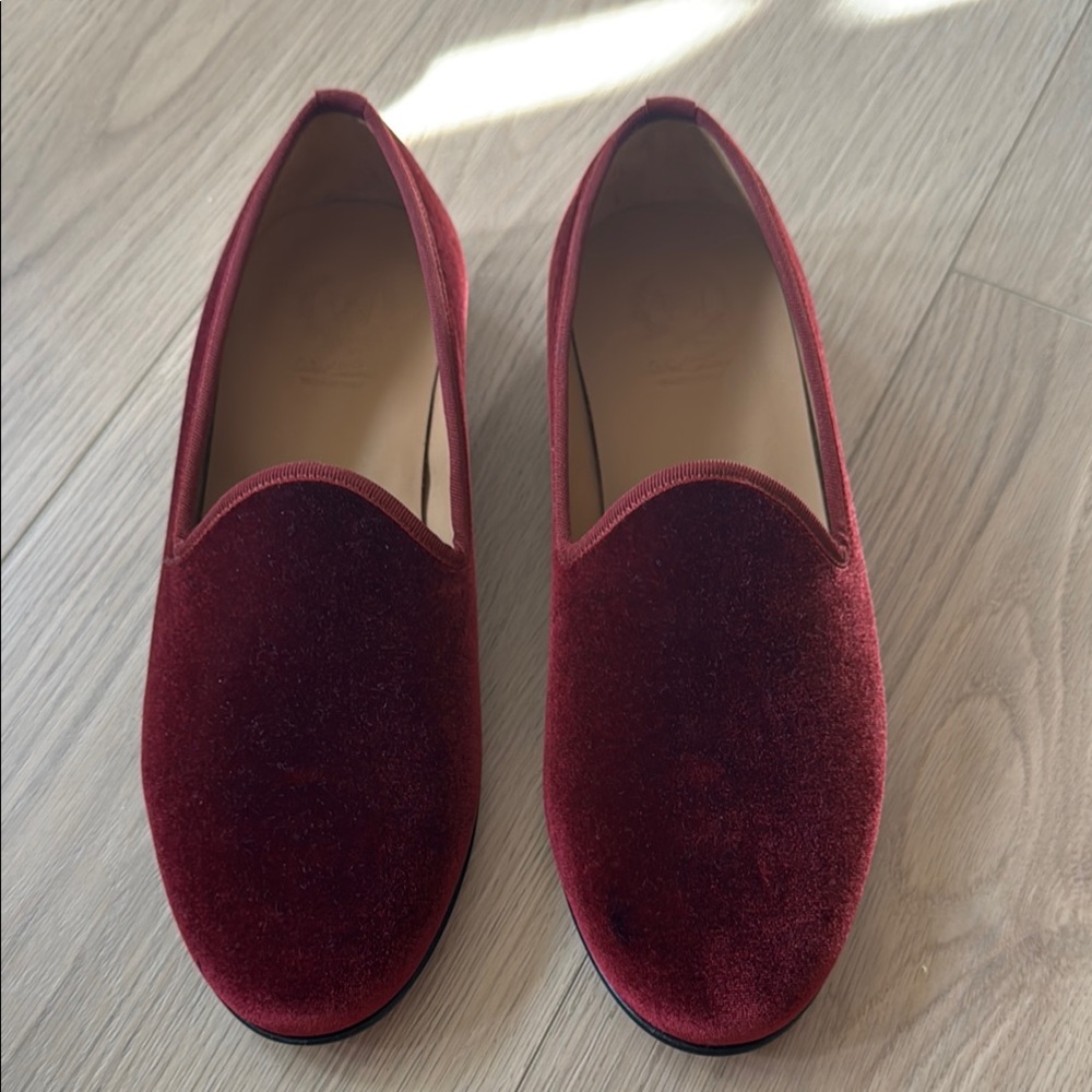 Del Toro Red Velvet Loafers